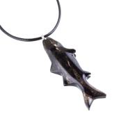 Striped Bass Pendant, Hand Carved Fish Necklace, Wooden Fishermen Jewelry, Mens Wood Necklace, One of a Kind Gift for Him