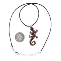 Gecko Pendant, Wooden Lizard Necklace, Hand Carved Wood Salamander Necklace, Totem Reptile Jewelry Gift
