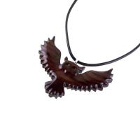 Owl Necklace, Hand Carved Wooden Owl Pendant, Flying Wood Bird Jewelry for Men Women