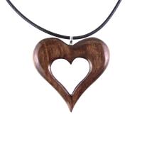 Wood Heart Necklace, Wooden Heart Pendant, Handmade 5th Anniversary Gift for Women