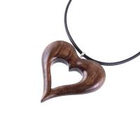 Wood Heart Necklace, Wooden Heart Pendant, Handmade 5th Anniversary Gift for Women