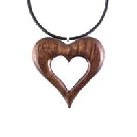 Wood Heart Necklace, Wooden Heart Pendant, Handmade 5th Anniversary Gift for Women