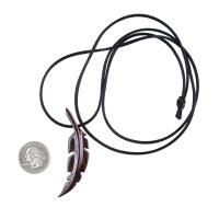 Hand Carved Feather Necklace, Wooden Feather Pendant, Mens Tribal Wood Jewelry Gift