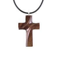 Wooden Cross Necklace, Hand Carved Wood Cross Pendant for Men Women, Christian Jewelry Gift