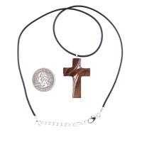 Wooden Cross Necklace, Hand Carved Wood Cross Pendant for Men Women, Christian Jewelry Gift