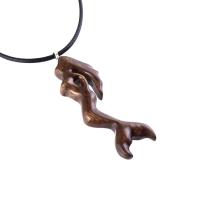 Hand Carved Wooden Mermaid Necklace, Mermaid Pendant, Wood Siren Jewelry, One of a Kind Gift for Women