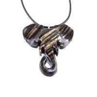 Elephant Necklace, Hand Carved Wooden Elephant Pendant, Ganesha Spiritual Wood Jewelry Gift