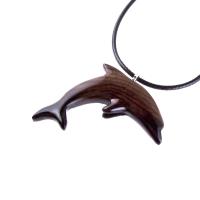 Wooden Dolphin Pendant, Hand Carved Dolphin Necklace, Nautical Wood Jewelry for Men Women