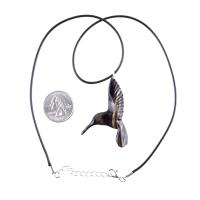 Wood Hummingbird Necklace, Wooden Hummingbird Pendant, Hand Carved Bird Jewelry Gift for Women