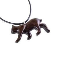 Wooden Bobcat Pendant, Bobcat Necklace, Hand Carved Lynx Necklace, Wood Wildcat Necklace, Totem Spirit Animal Jewelry for Men or Women