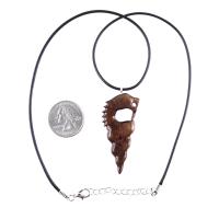 Hand Carved Nyami Nyami Pendant, Tribal Wood Mens Necklace, Wooden African Jewelry