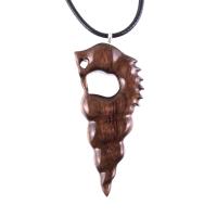 Hand Carved Nyami Nyami Pendant, Tribal Wood Mens Necklace, Wooden African Jewelry