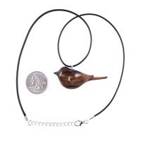 Chickadee Necklace, Hand Carved Wooden Bird Pendant, Wood Bird Jewelry, One of a Kind Gift for Her