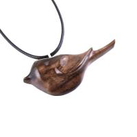 Chickadee Necklace, Hand Carved Wooden Bird Pendant, Wood Bird Jewelry, One of a Kind Gift for Her