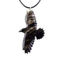 Hand Carved Crow Pendant, Wooden Raven Necklace, Wood Totem Jewelry Gift for Men Women