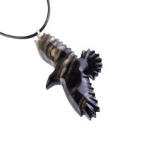 Hand Carved Crow Pendant, Wooden Raven Necklace, Wood Totem Jewelry Gift for Men Women