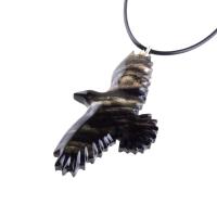 Hand Carved Crow Pendant, Wooden Raven Necklace, Wood Totem Jewelry Gift for Men Women