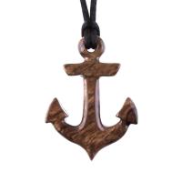 Hand Carved Anchor Necklace, Wooden Anchor Pendant, Handmade Nautical Mens Wood Jewelry