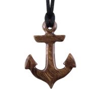 Hand Carved Anchor Necklace, Wooden Anchor Pendant, Handmade Nautical Mens Wood Jewelry