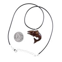 Salmon Necklace, Hand Carved Wooden Fish Pendant, Trout Necklace, Fishermen Wood Jewelry Gift