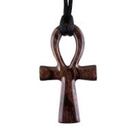 Ankh Necklace, Hand Carved Wooden Ankh Pendant for Men Women, Egyptian Cross Jewelry Gift