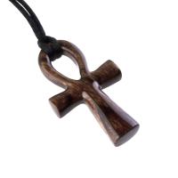 Ankh Necklace, Hand Carved Wooden Ankh Pendant for Men Women, Egyptian Cross Jewelry Gift