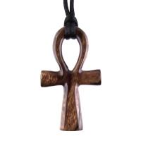 Ankh Necklace, Hand Carved Wooden Ankh Pendant for Men Women, Egyptian Cross Jewelry Gift