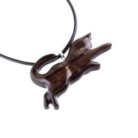 Hand Carved Kitten Necklace, Wooden Cat Pendant, Wood Animal Jewelry, Cat Lover Gift