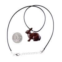 Wooden Rabbit Pendant, Bunny Necklace, Hand Carved Wood Animal Jewelry