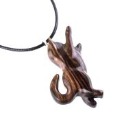 Wood Cat Necklace, Hand Carved Wooden Kitten Pendant,  Handmade Cat Lover Jewelry Gift