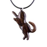 Wood Cat Necklace, Hand Carved Wooden Kitten Pendant,  Handmade Cat Lover Jewelry Gift