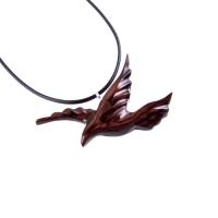 Hand Carved Wood Dove Pendant, Flying Bird Necklace, Wooden Jewelry Gift for Women