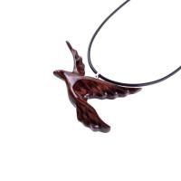 Hand Carved Wood Dove Pendant, Flying Bird Necklace, Wooden Jewelry Gift for Women