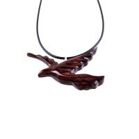Hand Carved Wood Dove Pendant, Flying Bird Necklace, Wooden Jewelry Gift for Women