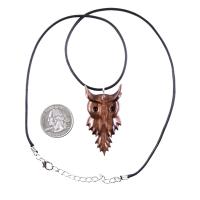Hand Carved Wood Owl Pendant Necklace, Bird Wooden Jewelry, Spirit Animal Totem Gift