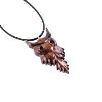 Hand Carved Wood Owl Pendant Necklace, Bird Wooden Jewelry, Spirit Animal Totem Gift