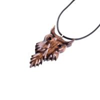 Hand Carved Wood Owl Pendant Necklace, Bird Wooden Jewelry, Spirit Animal Totem Gift