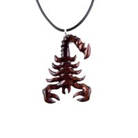 Hand Carved Scorpion Pendant, Wooden Scorpion Necklace, Scorpio Wood Jewelry Totem Spirit Animal