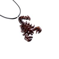 Hand Carved Scorpion Pendant, Wooden Scorpion Necklace, Scorpio Wood Jewelry Totem Spirit Animal