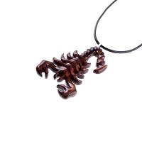 Hand Carved Scorpion Pendant, Wooden Scorpion Necklace, Scorpio Wood Jewelry Totem Spirit Animal
