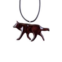 Wooden Wolf Necklace, Hand Carved Wolf Wood Pendant, Totem Spirit Animal, Woodland Jewelry