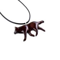 Wooden Wolf Necklace, Hand Carved Wolf Wood Pendant, Totem Spirit Animal, Woodland Jewelry