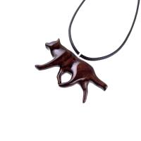 Wooden Wolf Necklace, Hand Carved Wolf Wood Pendant, Totem Spirit Animal, Woodland Jewelry
