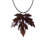 Hand Carved Maple Leaf Necklace, Wooden Leaf Pendant, Wood Jewelry Gift for Men Women