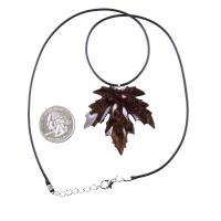 Hand Carved Maple Leaf Necklace, Wooden Leaf Pendant, Wood Jewelry Gift for Men Women
