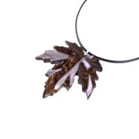 Hand Carved Maple Leaf Necklace, Wooden Leaf Pendant, Wood Jewelry Gift for Men Women