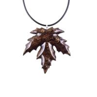 Hand Carved Maple Leaf Necklace, Wooden Leaf Pendant, Wood Jewelry Gift for Men Women