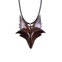 Hand Carved Fox Necklace, Wooden Celtic Fox Pendant, Spirit Animal Totem Wood Jewelry
