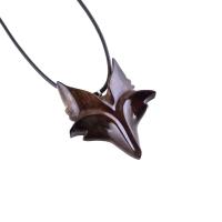 Hand Carved Fox Necklace, Wooden Celtic Fox Pendant, Spirit Animal Totem Wood Jewelry