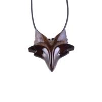 Hand Carved Fox Necklace, Wooden Celtic Fox Pendant, Spirit Animal Totem Wood Jewelry